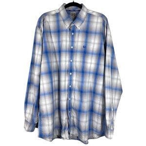 Cinch Men's Long Sleeve Button Up Plaid Shirt Blue Gray Mens Size XL